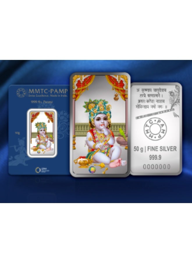 KHUSHBOO JEWELS MMTC - PAMP PURE SILVER 999 LADDU GOPAL 50 GRAMS BAR - Image 2